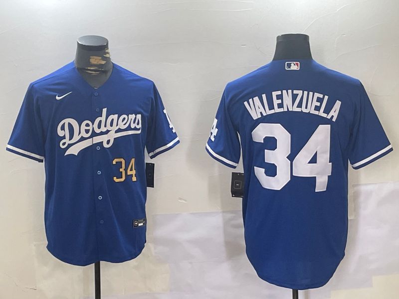 Men Los Angeles Dodgers 34 Valenzuela Blue Game 2024 Nike MLB Jersey style 11204